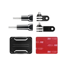 Gplus Bs06k 6 Parça Oval Zemin Kavisli Yüzey 3 Yollu Aksiyon Kamera Uyumlu 3m Yapışkanlı Motor Kask Bağlantı Seti Siyah