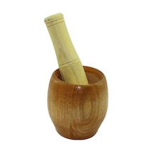 Ahşap Bambu Havan Sarımsak Dövecek Ç: 7cm--d: 5.8cm--y: 8.5cm Fileli Ambalaj 4832 Çok Renkli