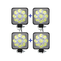 Off Road Sis Farı Sis Lambası 9 Led Kare 4 Lü Paket
