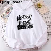 Maneskin Hip Hop Unisex Kapşonlu Model47 12428 Beyaz