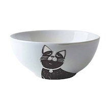 Seramik Kedi Mama Ve Su Kabı Siyah Beyaz 550 Ml