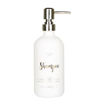 Beyaz Cam Şampuan Şişesi - 500 Ml Shampoo Beyaz Beyaz