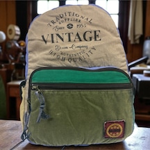 Kaliteli Renkli Vintage Disayn Günlük Sırt Gezi Okul Seyahat Çantası 31 Cm X 41 Cm Haki