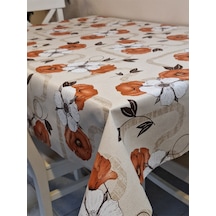 Elyaflı Pvc Muşamba - Desenli Silinebilir Masa Örtüsü Turuncu Turuncu