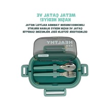 Bento 1650ml Lunchbox 2 Katlı 3 Bölmeli Paslanmaz Çelik Sefer Tası Yemek Kutusu Yeşil