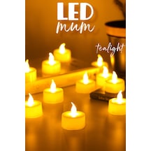 12 Adet Led Mum Tealight Mini Dumansız Pilli Alevli Dekoratif Yapay Mum Işıldak Beyaz 1036-2 Beyaz