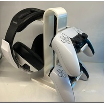 Ps5 Uyumlu Kulaklık Ve Çift Kol Standı - 3d Baskı Oyuncu Masası Düzenleyici Gamepad Standı