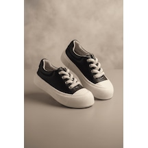 Tonny Black Rahat Kalıp Kauçuk Taban Bağcıklı Sneaker Kadın Siyah Beyaz Sneaker Tbklc05