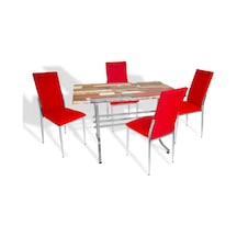 Japon - Gözde Masa Takımı - 70x120 Werzalit, Wermodin Ve Allzalit Tabla - Redwood - Kırmızı Çok Renkli