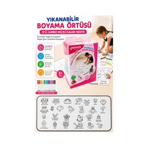 Boyama Örtüsü Yıkanabilir Kız Modeli 100x15 Cm 1 Paket 12 Renk Jumbo Keçeli Kalem Penmark Sevinli Hayvanlar Boyama