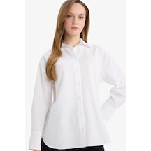 Defacto Relax Fıt Poplin Gömlek Tunik E7977ax26spwt32 Beyaz-wt32