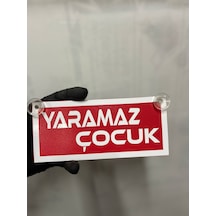 Kırmızı Renk Üzeri Beyaz Renk Yaramaz Çocuk Yazılı Vantuzlu Cam Süsü