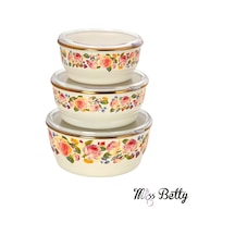 Miss Betty Rose Deluxe 3& 039 Lü Emaye Saklama Kabı 14-16-18 Cm Çok Renkli