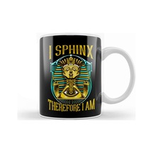 Cute & Funny I Sphinx Therefore I Am Pun Egyptian Kupa Bardak Porselen Karışık