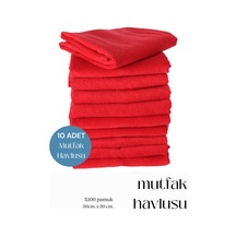 10 Adet Mutfak Havlusu El Yüz Havlusu Kırmızı