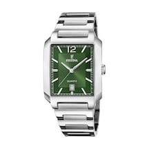 Festina F20677/5 Square Quartz Çelik Gri Yeşil Kadran 36 Mm Erkek Kol Saati