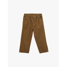 Koton Düğmeli Gabardin Kumaş Pamuklu Havuç Kesim Pantolon Kahverengi 7wmb40008tw Kahve