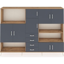 Arges Dolap 9 Raflı 4 Çekmeceli 8 Kapaklı 220x30x163 Çam-antrasit Çam-antrasit