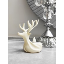 Noel Ren Geyiği Mumluk Christmas Hediyelik Led Dahil Beyaz 11cm