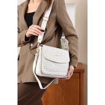 Just Polo Kadın Orijinal Baskılı Büyük Boy Şık El Ve Omuz Çantası Shoulder Bag Ebat: 29 X 25 Cm Beyaz