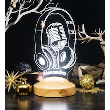 Dj - Müzisyen Hediyesi Kulaklık Ve Mikrofon 3d Led Lamba