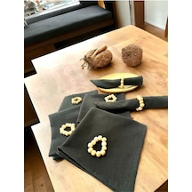 Dnc Home Tekstil Ndchome Füme Koyugri Premium Peçete Takımı 6lı Toka Hediyeli 40x40