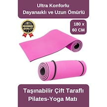 Ultra Konfor Taşıma Askılı Kalın Kaymaz Çift Taraf Pembe Siyah Meditasyon Pilates Minderi Yoga Matı Diğer
