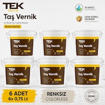 Tek Boya Su Bazlı Çok Amaçlı Taş Ve Ahşap Verniği 6 Adet X 0.75lt, Kokusuz Ve Renksizdir.