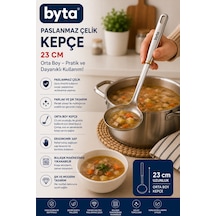 Paslanmaz Çelik Orta Boy Kepçe 23 Cm Çorba, Yemek Ve Sos Servis Kepçesi