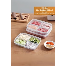 4 Bölmeli Buzdolabı Organizeri 1 Lt, Friz Düzenleyici, 2'li Set Desenli