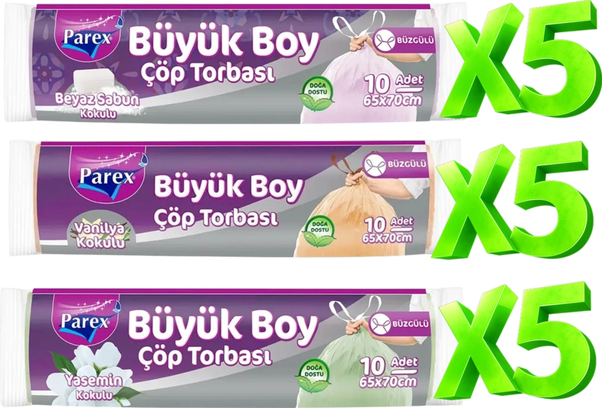 Büyük Boy 15 Adet Büzgülü Kokulu Çöp Torbası Paketi