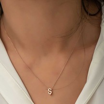Gümüş Rose 3 Boyutlu Ş Harf Kadın Kolye (523513062)
