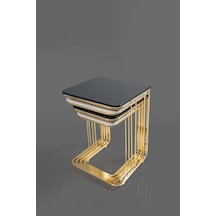 Tekerlekli Veys Sehpa Gold 4 Lü Zigon Sehpa - Orta Sehpa - Yan Se (550698170)