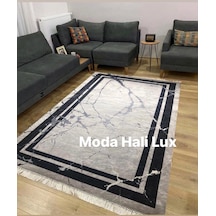 Paşa 2 Kaymaz Tabanlı Halı Yıkanabilir Yolluk Gri Siyah