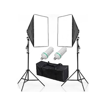Deyatech 50 x 70 CM 2'li Video Işığı Softbox Seti + 1.8 M 2 x Işık Ayağı + 2 x Lamba + Çanta