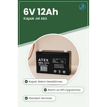 Jel Akü 6v 12ah İnce Kapalı Kurşun Asit Alarm Sistemi Ups Acil Ay