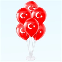 Balon Standlı. 7 Adet Ay Yıldız Baskılı 30Cm Balon