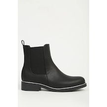 Pierre Cardin 55086 Gümüş Detaylı Lastikli Chelsea Kadın Bot 867800000761 01 Siyah Siyah