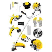 Schatz 5.9 Hp Yan Tipi Benzinli Motorlu Ot Çalı Çim Biçme Tırpanı 11000rpm Sarı + Canavar Başlık