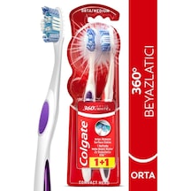 360 Optik Beyaz Dil Ve Yanak Temizleyicili Orta Beyazlatıcı Diş Fırçası 1+1
