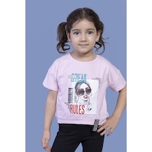 Toontoy Kids Toontoy Kız Çocuk Dijital Baskılı Tişört Açık Pembe