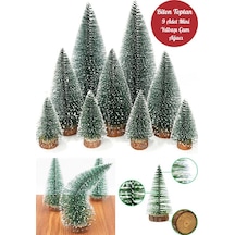 9 Adet Nevada Mini Çam Ağacı Uçlarına Kar Yağmış Karlı Yılbaşı Hediyesi 15-12-8 Cm