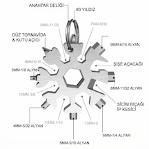 Çok Amaçlı Kar Tanesi Tornavida Seti Taşınabilir Paslanmaz Çelik Cep Aleti & Anahtarlık Gri