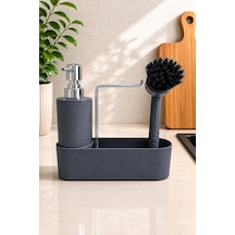 Gri Mutfak Düzenleyici Sabunluk Ve Fırçalık Seti Lavabo Üstü Organizer Gri Mutfak Düzenleyici Sabunluk Ve Fırçalık Seti Lavabo Üstü Organizer