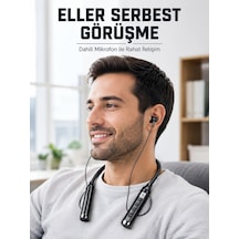 600 Saat Kullanım Süreli Boyun Tipi Bluetooth Kulaklık Mikrofonlu Dijital Göstergeli Kablosuz Kulak İçi Kulaklık 001