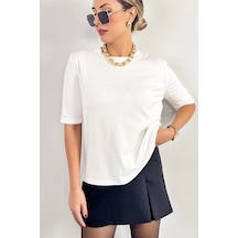 Ritnice Viscose Doku Next Premium Selection Ekru Yarım Kol Triko Kazak Ekru