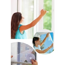 (3 Adet) 130X150 Cm Hazır Pencere Sinekliği Bantlı Tül Sineklik