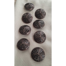 Antık Bakır Metal Düğme 27 Mm 8 Adet
