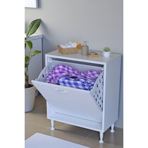 Eliusta Sare 65 Cm Beyaz Sepetli Banyo Dolabı,mutfak Dolabı 65x75x32,5 Cm Oyuncak Sepeti Çok Amaçlı Dolap Beyaz