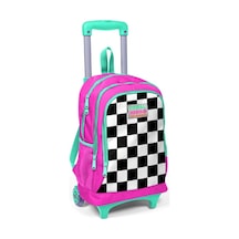 Coral High Pembe Damalı Işıklı Tekerlekli Çekçek Okul Çanta - K